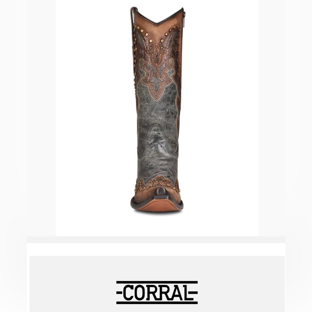 Corral Brown and Gray Embellished Heeled Boots - Picture 5 of 16